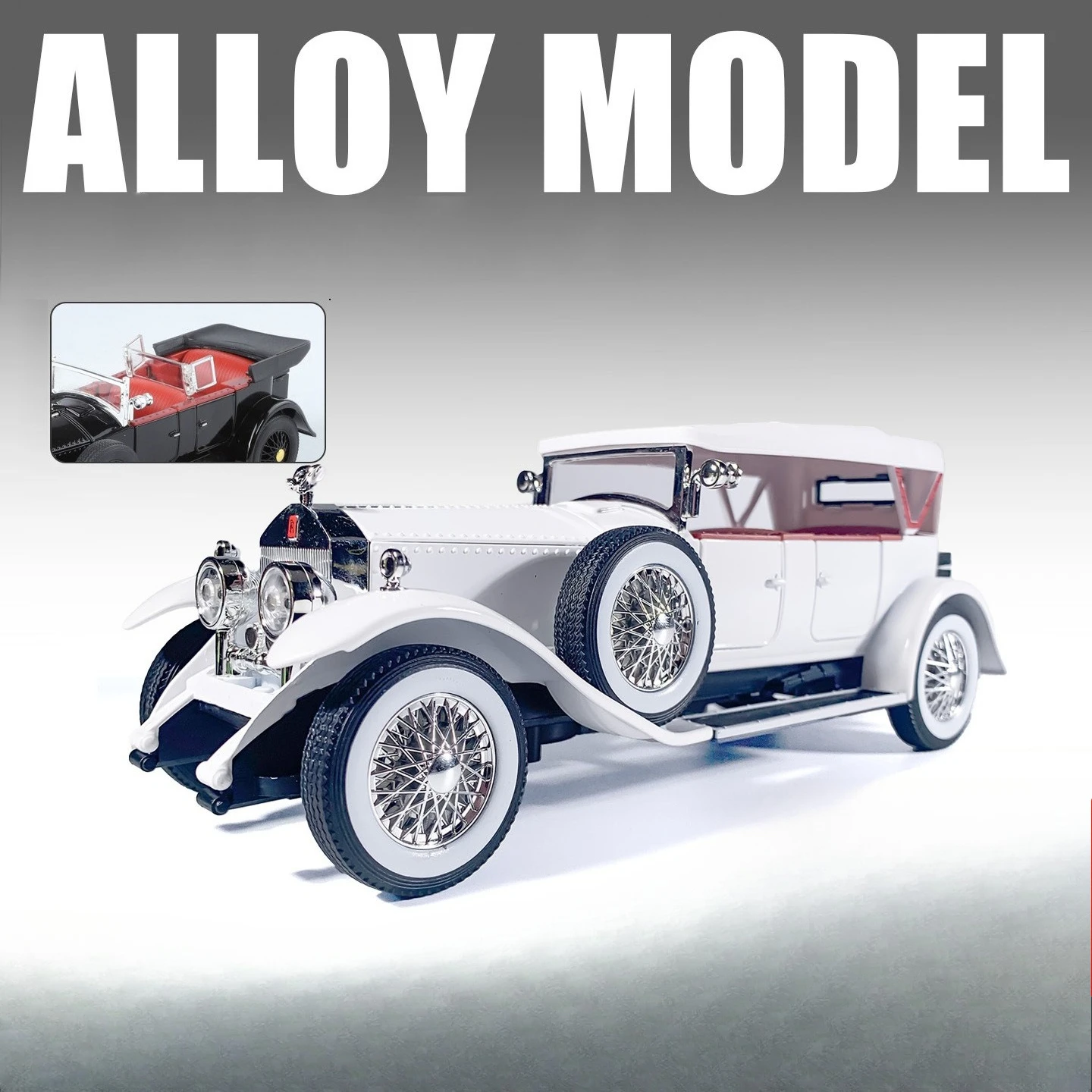 

Simulation 1:24 Phantom Generation Old Car Alloy Car Model Collection Ornament Sound and Light Return Force Boy Gift