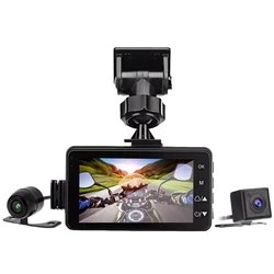 Gravador de condução de moto impermeável, Dual Video, Dash Cam, câmera frontal e traseira, G-Sensor, Gravação Loop, MT80