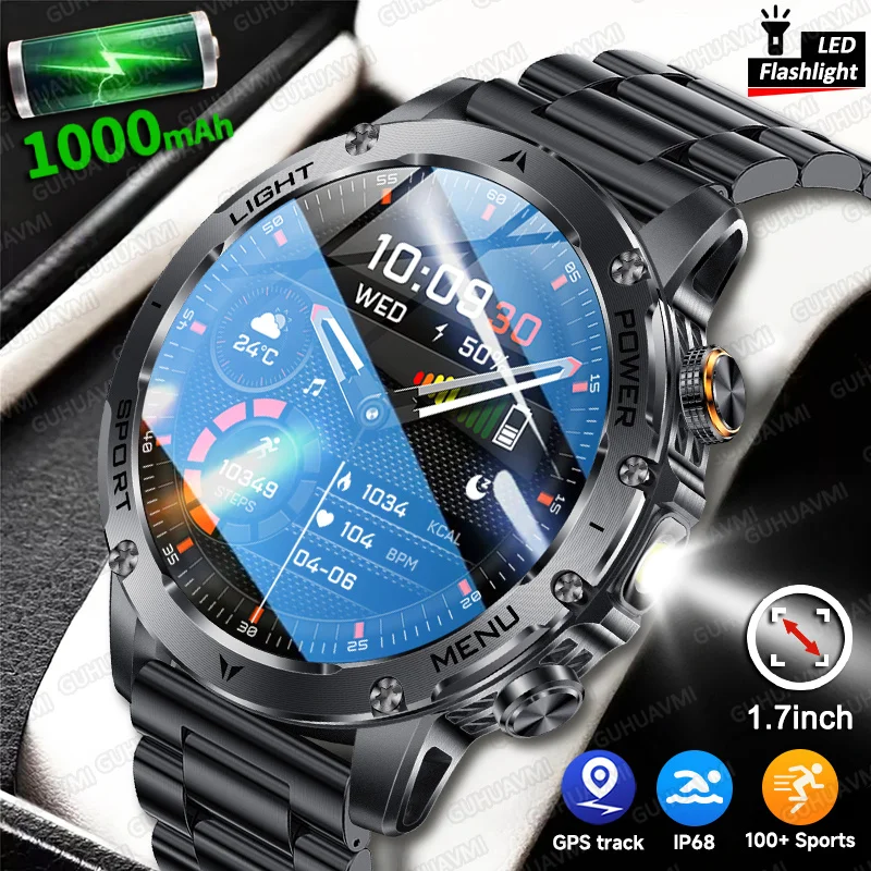 

Dual Band GPS SmartWatch 5ATM Waterproof Original Design Bluetooth Call Health Monitor 1000mAh Flashlight 100+ Sport Modes Watch