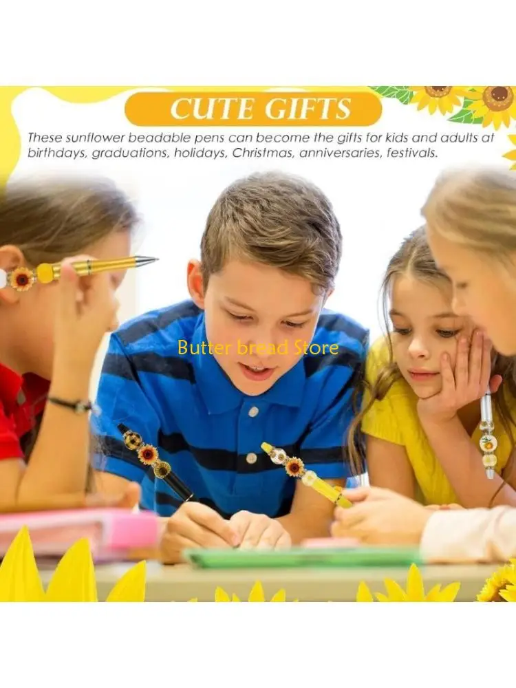 

W89C 86Pcs DIY Beadable Ballpoint Pen with Floral Beads, Beads, Beads