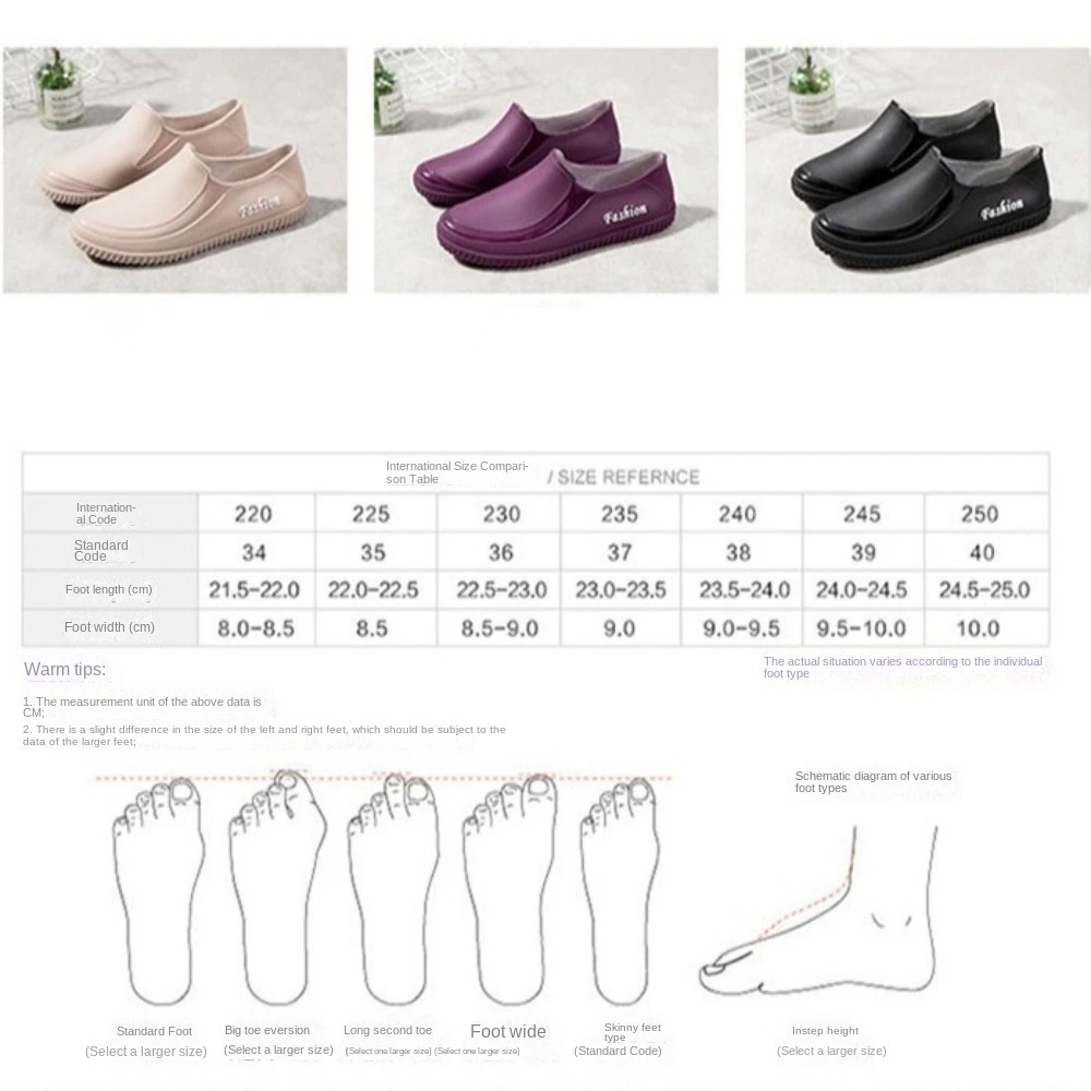 Fashion Waterproof Women's Rain Shoes Low Top Non-Slip Women's Shoes Flat Bottomed Rain Boots for Women Kitchen Car Wash Work view 5