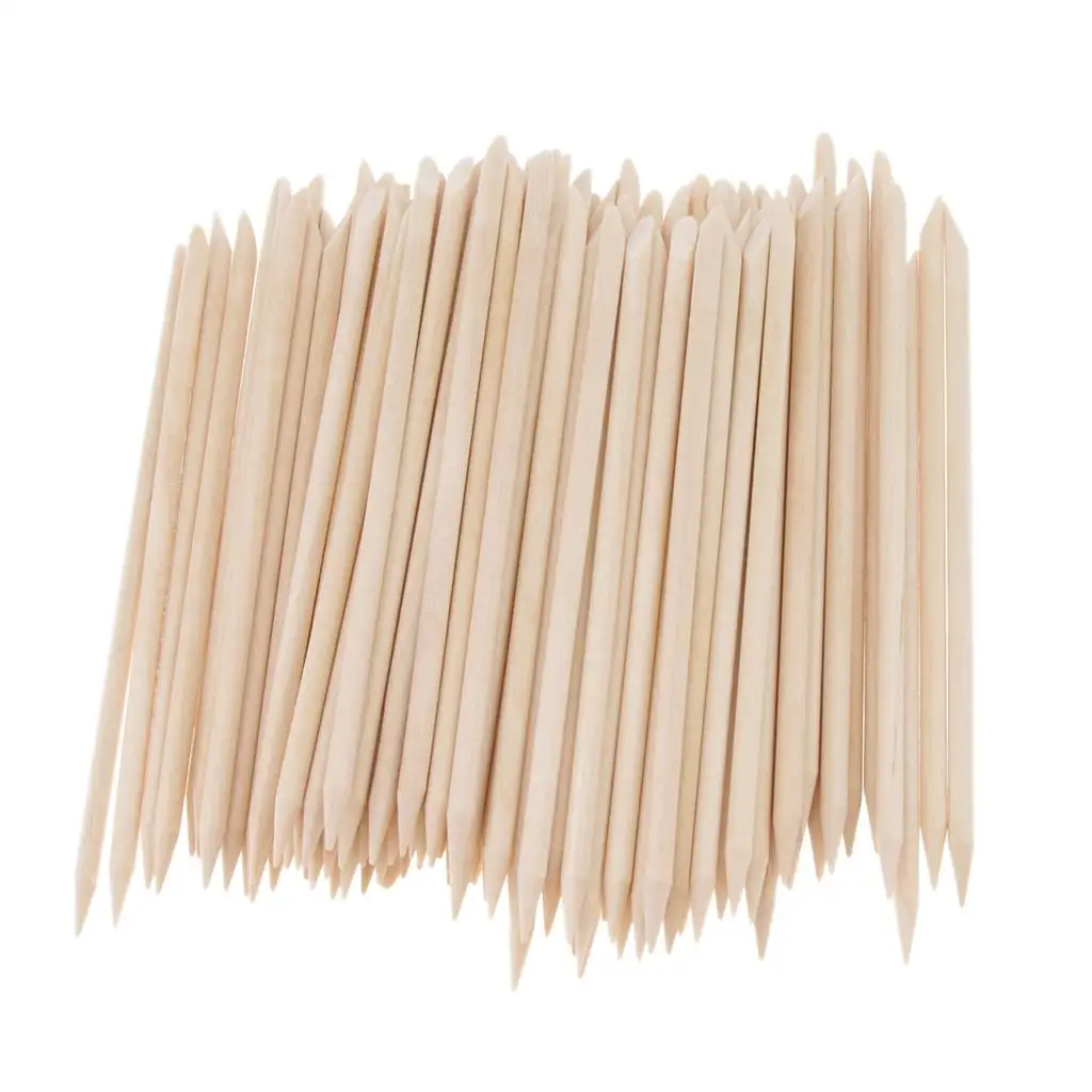 100 Pcs Portable Nail Wooden Sticks Set Toenail Cuticle Pusher Remover