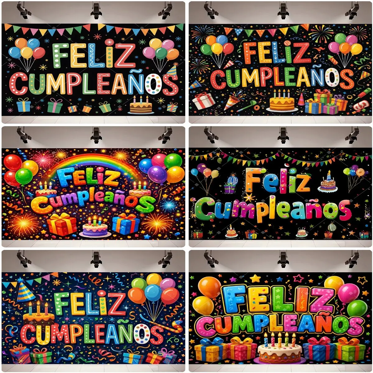 Decoración para Fiesta Temática de Feliz Cumpleaños en Español, Globos, Pastel, Banner de Feliz Cumpleaños, Decoración para Fotos de Cumpleaños Infantiles