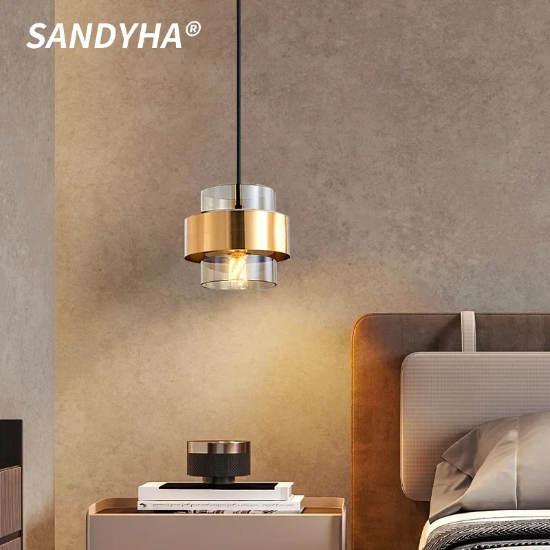 

SANDYHA Nordic Modern Glass Pendant Light Creative Stylish Fixture Unique Design Ideal for Bedroom Coffee Shops Home Decor