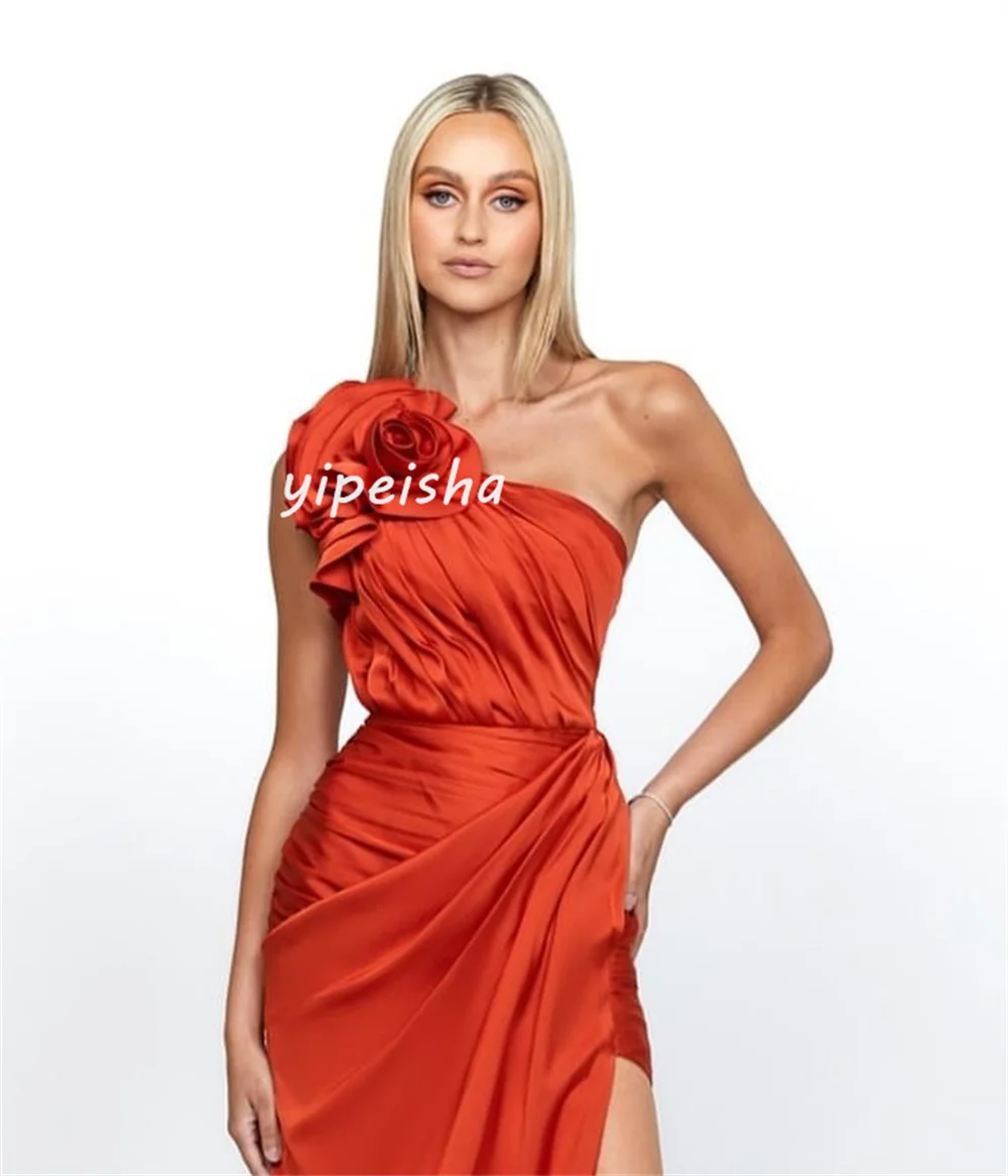 Aangepaste prachtige bloem A-lijn one-shoulder lange jurken homecoming jurken moderne stijl pastorale unisex Chinese stijl formeel