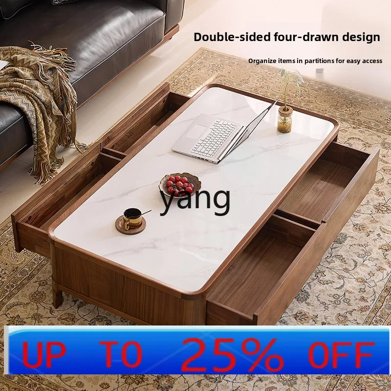 

LHH black walnut rock slab coffee table simple modern living room home tea table