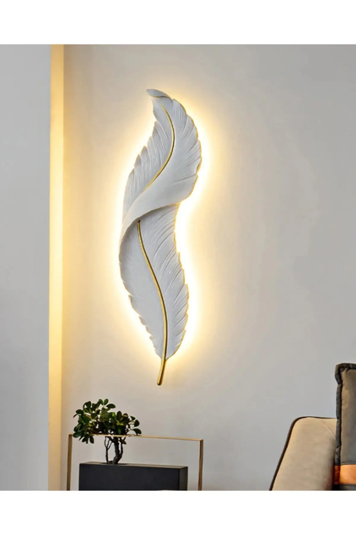Decorative Feather Wall Mounted Led Wall Lamp Modern Luxury Design Chandelier Wall Decoration