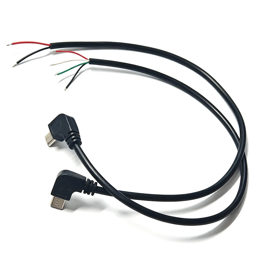 1/3/5pcs 2-Core 4-Core to Micro USB Male Bend Head Power Cord Charging Single Head Cable Adapter Connector 30CM