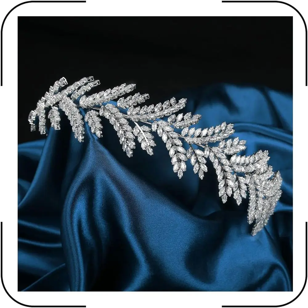 

Роскошная повязка на голову с пшеничным цирконом CZ для свадеб, вечеринок и сладких 16-го цвета — аксессуар для волос невесты из золота и серебра