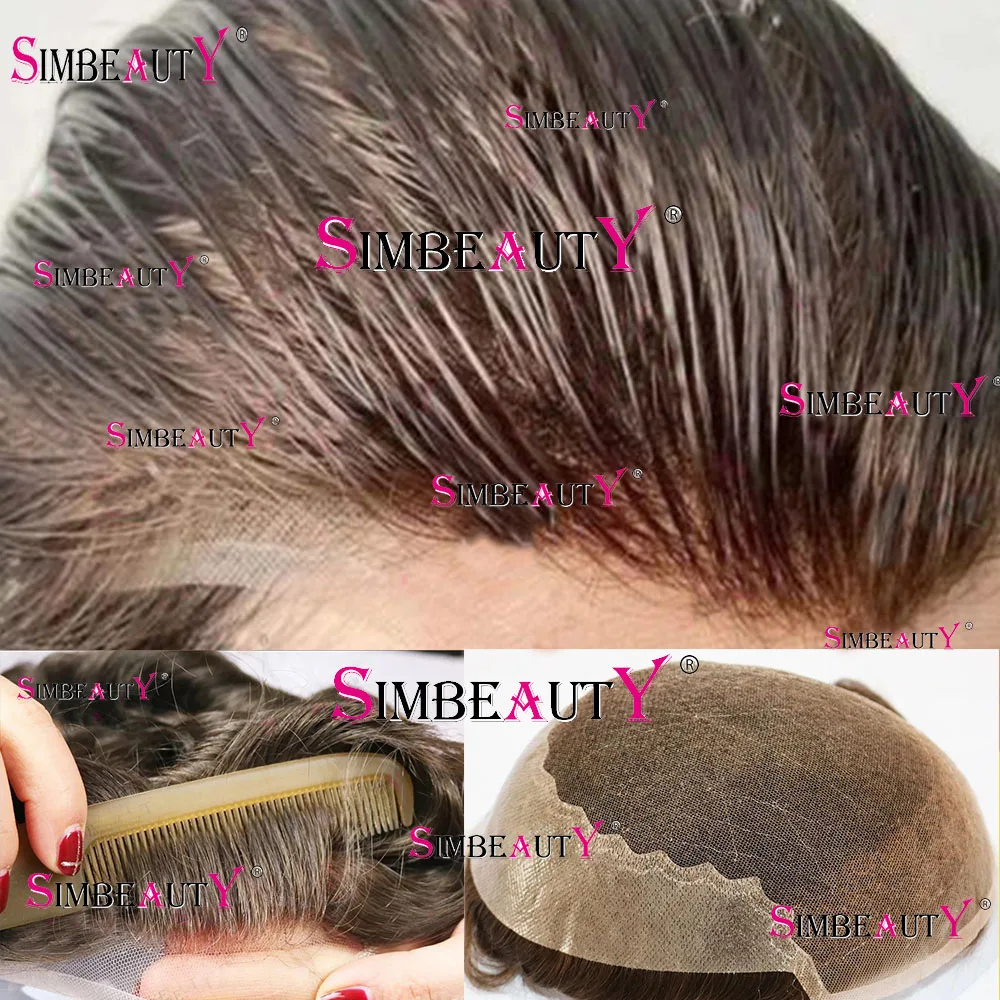 

Natural Hairline Blonde Male Wig Durable Q6 Swiss Lace&Thin Pu Men Toupee Lace Front 100% Human Hair Replacement System Prosthes