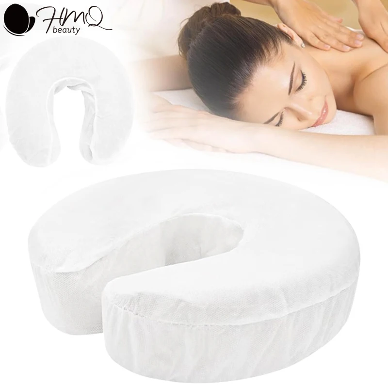 

100/50pcs Headrest Covers Fitted Disposable Non-Woven Spa Salon Bed Table Cover U-Shaped Pillowcase Elastic Beauty Salon Tools