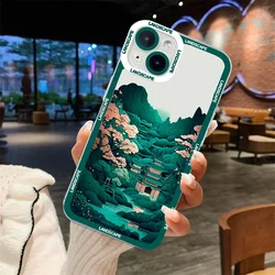 Anime Abstract Landscape Phone Case for IPhone 15 14 13 12 11 Pro Max Mini X XS XR SE 7 8 Plus Shockproof Transparent Soft Shell