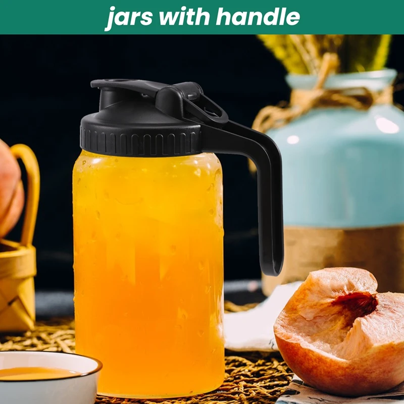 Abwr-stoples mulut lebar tutup penuang, 2 buah tutup tutup Flip dengan pegangan & 2 buah tutup segel tahan bocor untuk penyimpanan makanan