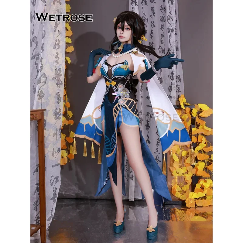 【Wetrose】 Ruan Mei Cosplay Kostüm Honkai Star Rail Ruanmei Komplettset Perücke Neujahr Halloween Qipao Stil