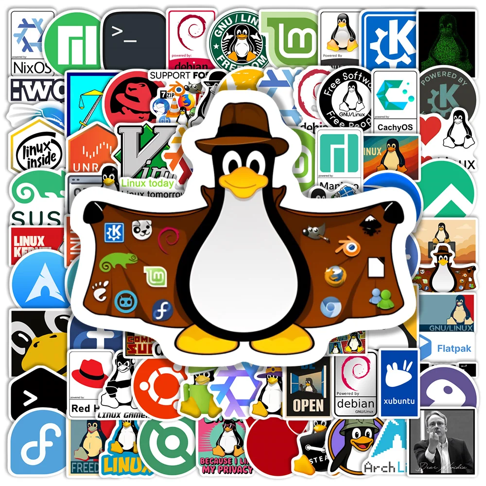 Linux Open Source Stickers Decorative Waterproof Vinyl DIY Gift Toy for IT Engineer Programmer Developer Laptop Car Water Bottle