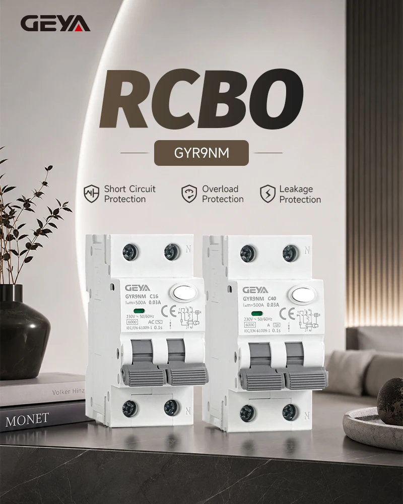 GEYA GYR9NM Typ A oder Typ AC RCBO 2P Magnetischer Fehlerstromschutzschalter mit Überstromschutz 16A 40A 30mA – Detail 2