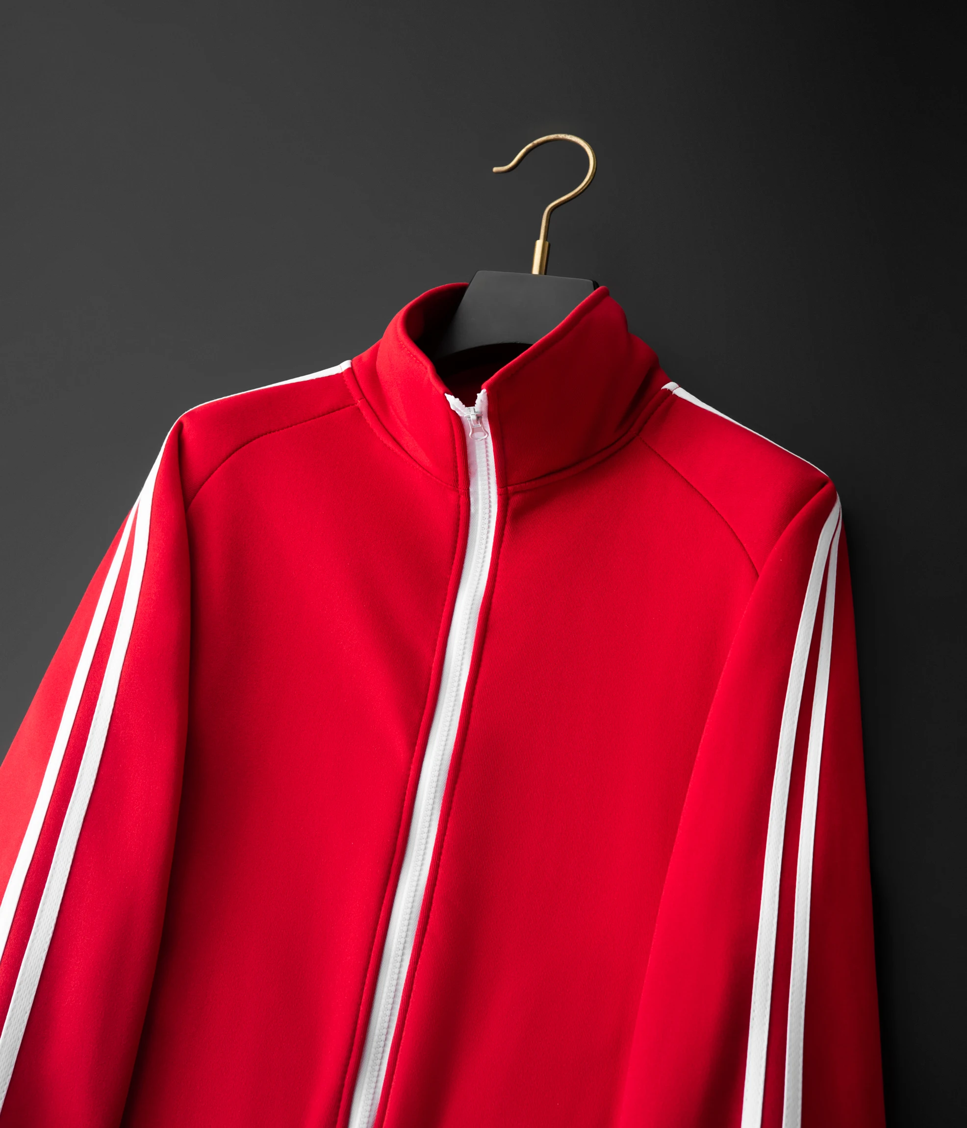 Herren Freizeit-Sportjacke mit Stehkragen, durchgehendem Reißverschluss, 3 weißen Streifen, langen Ärmeln, Sportbekleidung für Männer, Fitness-Training, Alltags-Oberbekleidung – Detail 6