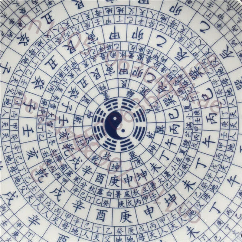 Chinese Blue White Painted Feng Shui Plate Qianlong Mark Collect Decoration