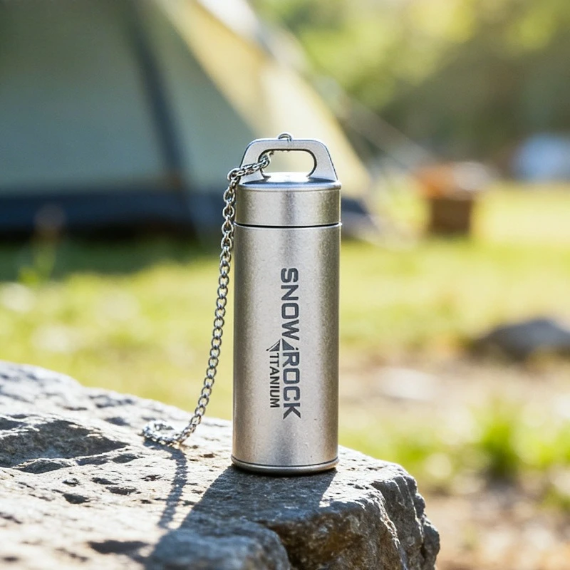 TitaniumPill Fob, Sealed Waterproof Necklace Pendant Pill Bottle, Portable Outdoor Camping Hiking First Aid Medicine Containe