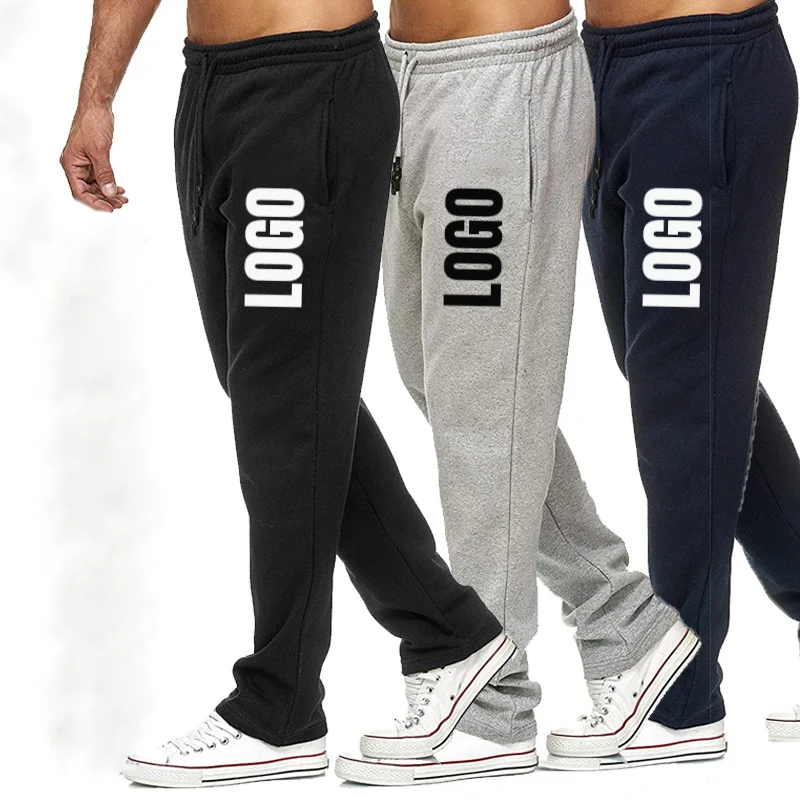 Custom Logo Men\'s Sweatpants Autumn Spring Hip Hop Fitness Clothing Fashion Casual Bodybuilding Sport Streetwear Male Pants