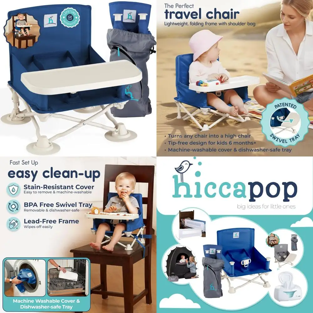 

Портативное детское дорожное сиденье с подносом, идеально подходит для столовой, кемпинга и пляжа, надежно крепится к кухонным стульям