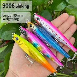 38g 95mm Heavy Sinking Minnow Lure Long Shot Casting Artificial Hard Bait for Seabass Trout Jerkbait Swimbait Fishing Supplies