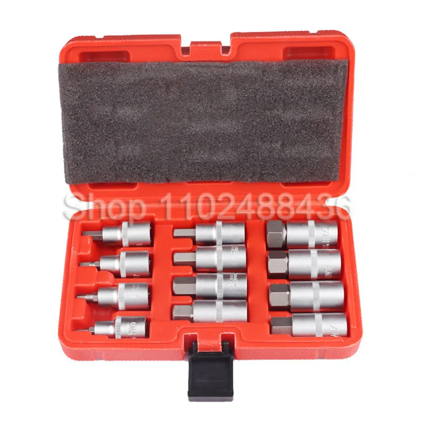 

12 шт., набор шестигранных головок с приводом 1/2 дюйма H5 H6 H7 H8 H10 H12 H14 H16 H17 H18 H19 H22, набор головок, ручные инструменты