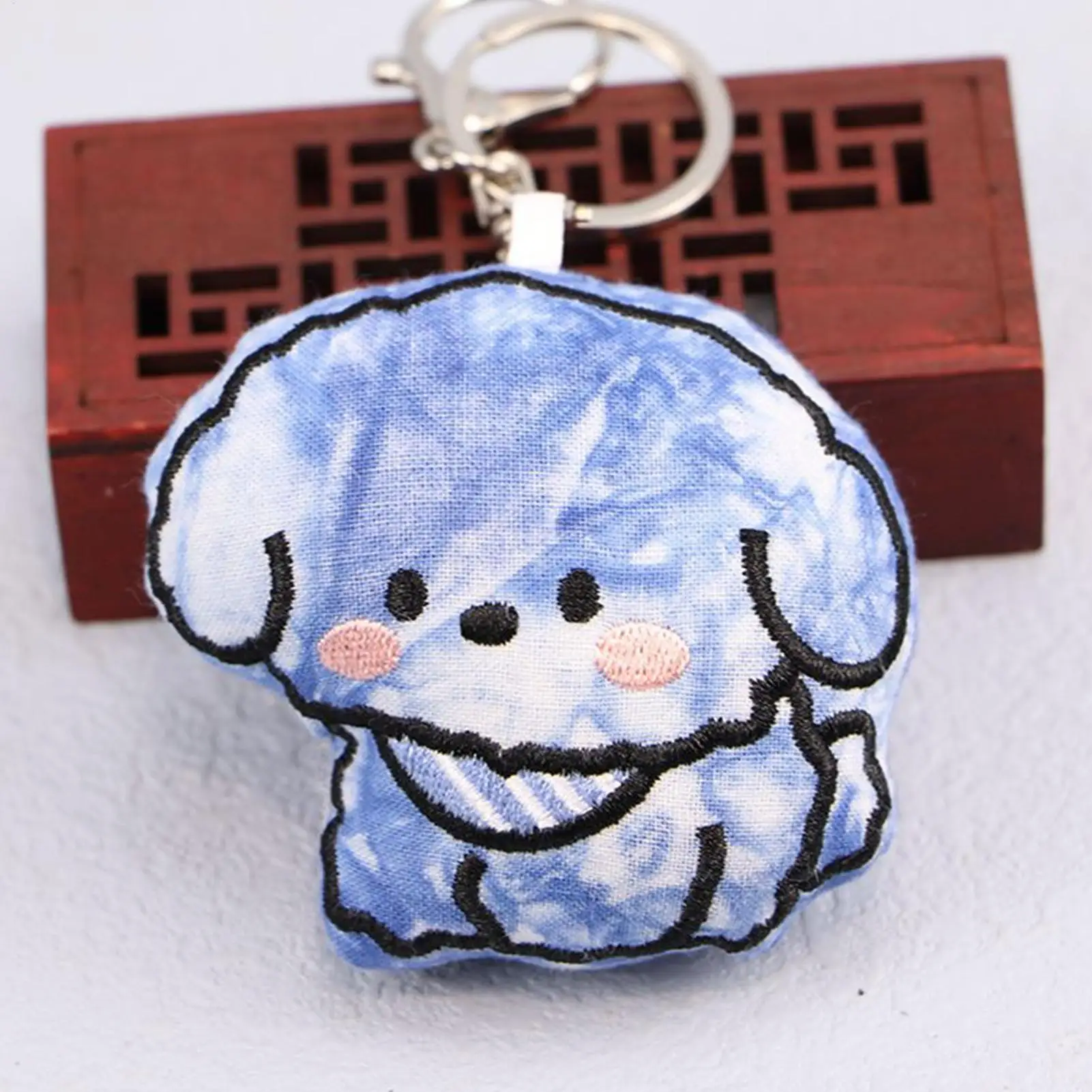 Puppy Keychain For Backpack Tie-Dye Cute Plush Keyring Fashion Accessory For Handbag Offices School Bag Car Daily Collection