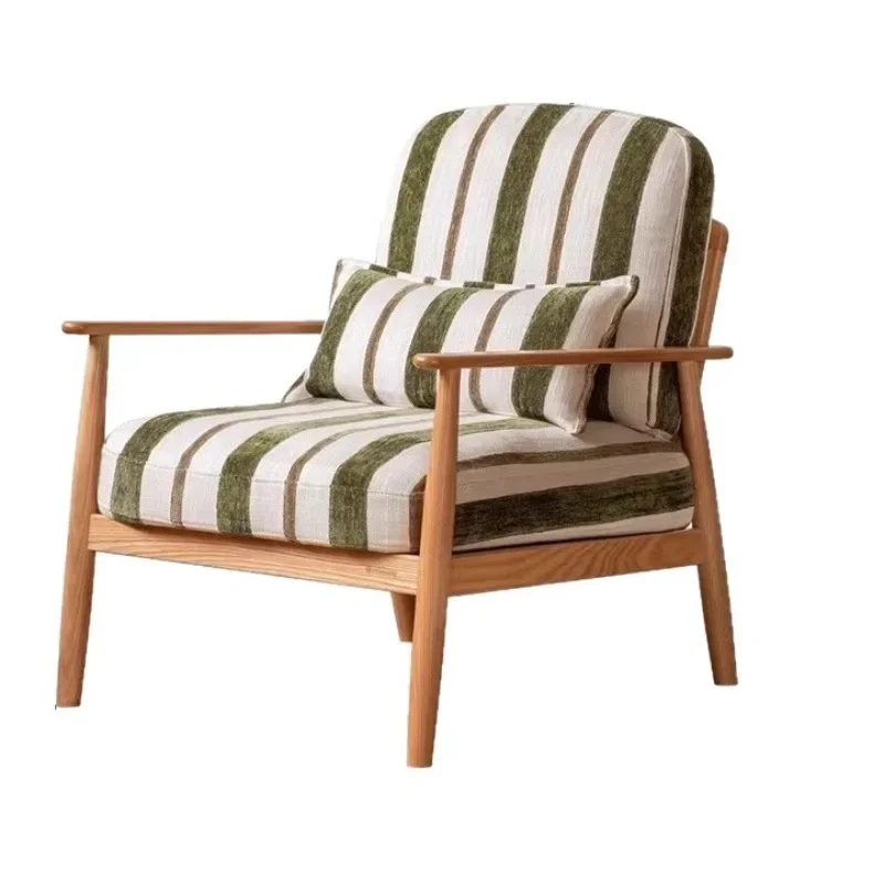 

Medieval leisure chair solid wood high backrest soft bag sofa French retro home single sofa