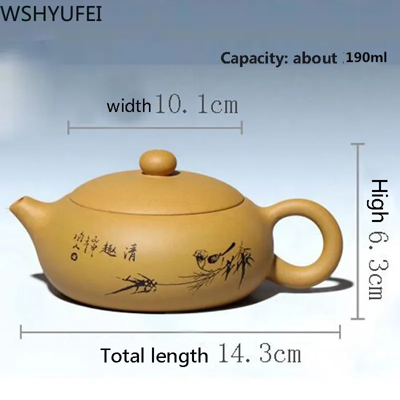 High quality Tea set tea set teapot handmade purple sand tea set Original ore flat Xi Shi190cc purple sand art tea set