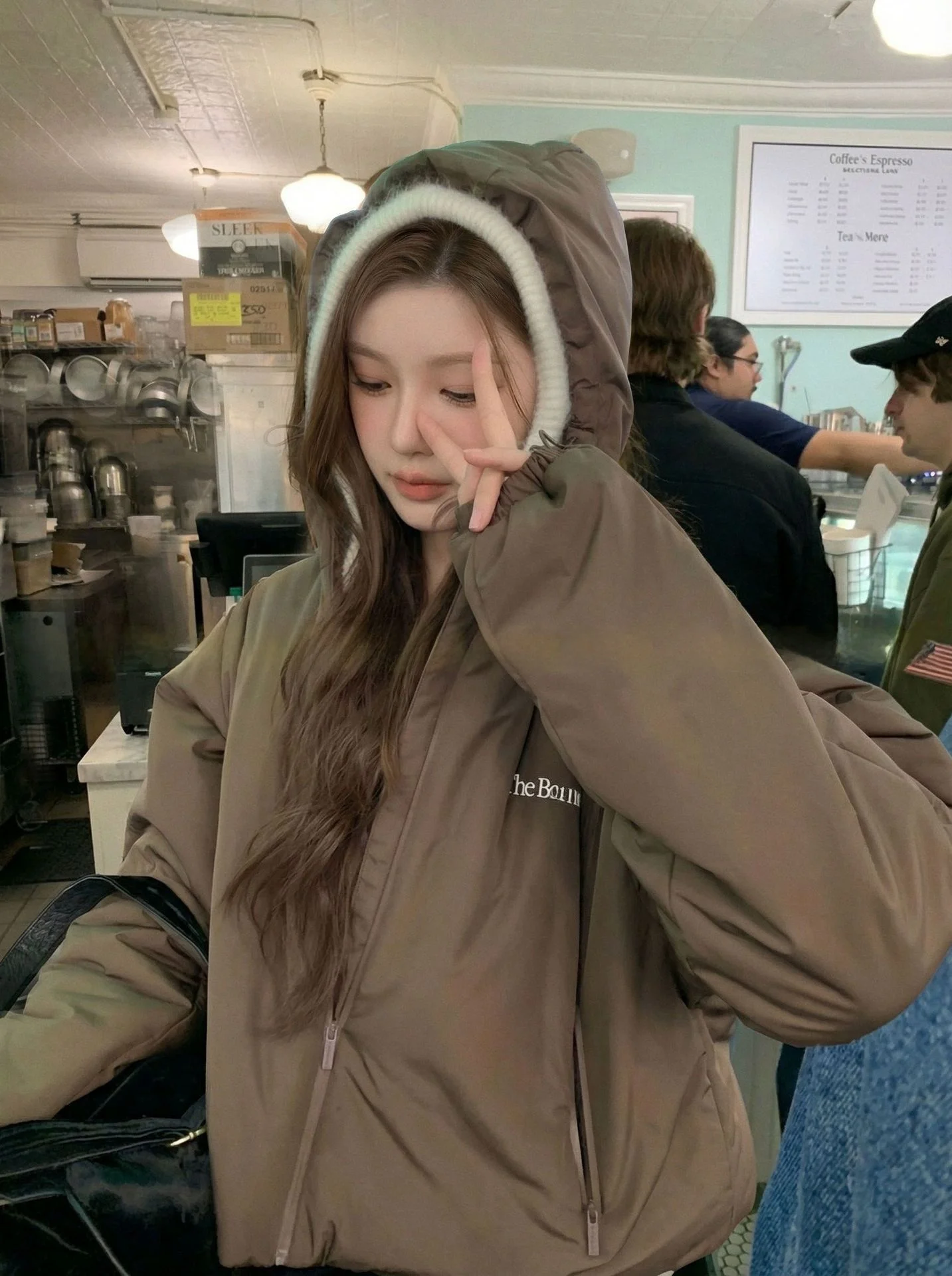 

Теплая повседневная универсальная шапка Jaet Um Eight Milk Barnnet 25, зимняя хлопковая одежда, однотонная корейская свободная посадка на молнии