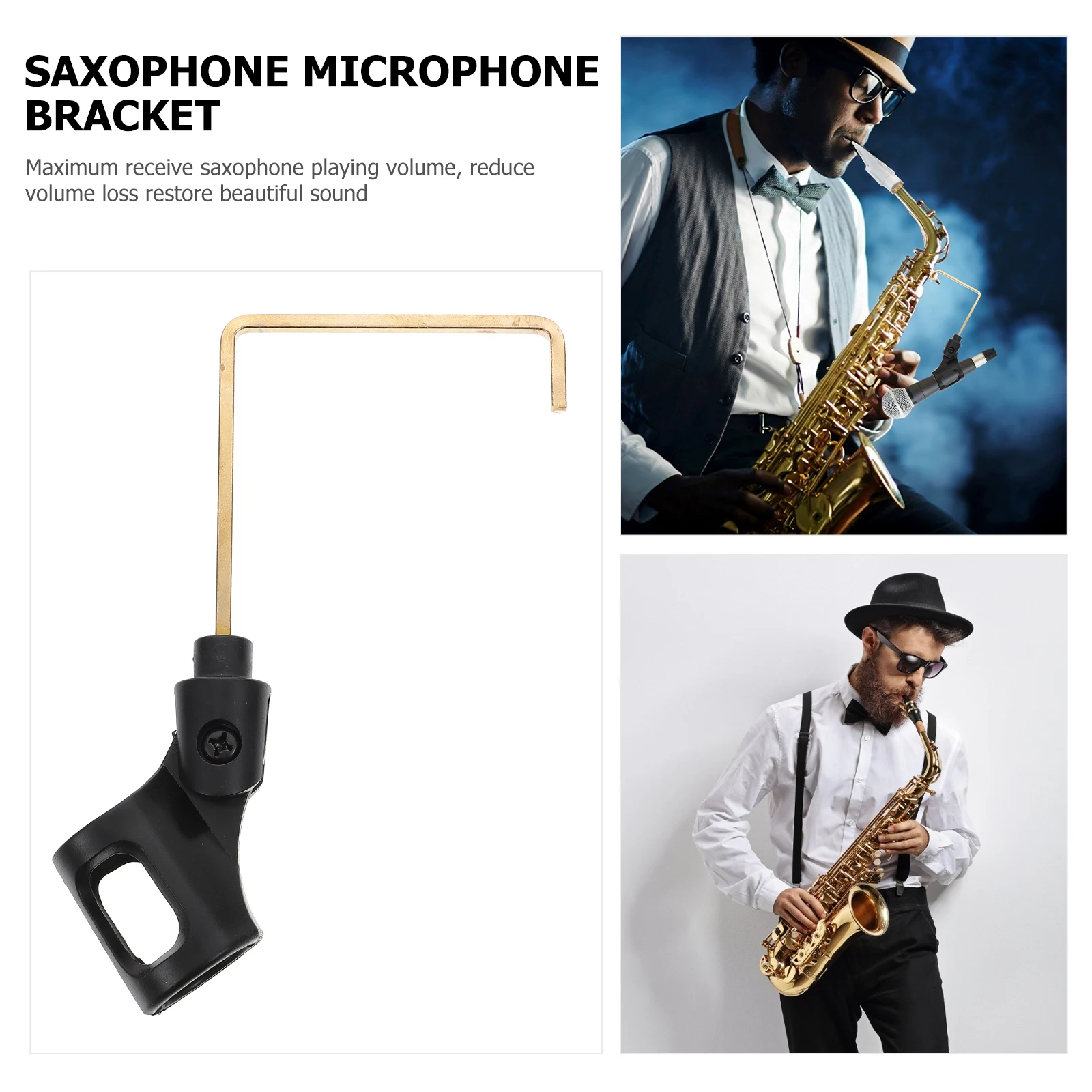 

Saxophone Microphone Stand Mount ABS Holder Desktop Attachment Mounting Clip Metal for Live Show