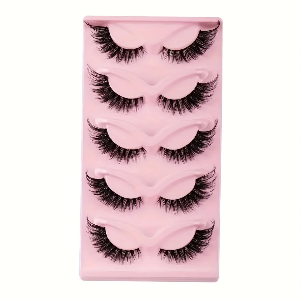 5 pares Pestañas postizas ojo de gato Hipoalergénicas Naturales Largas Manga Con extremos alados Para look de ojos extendido 2