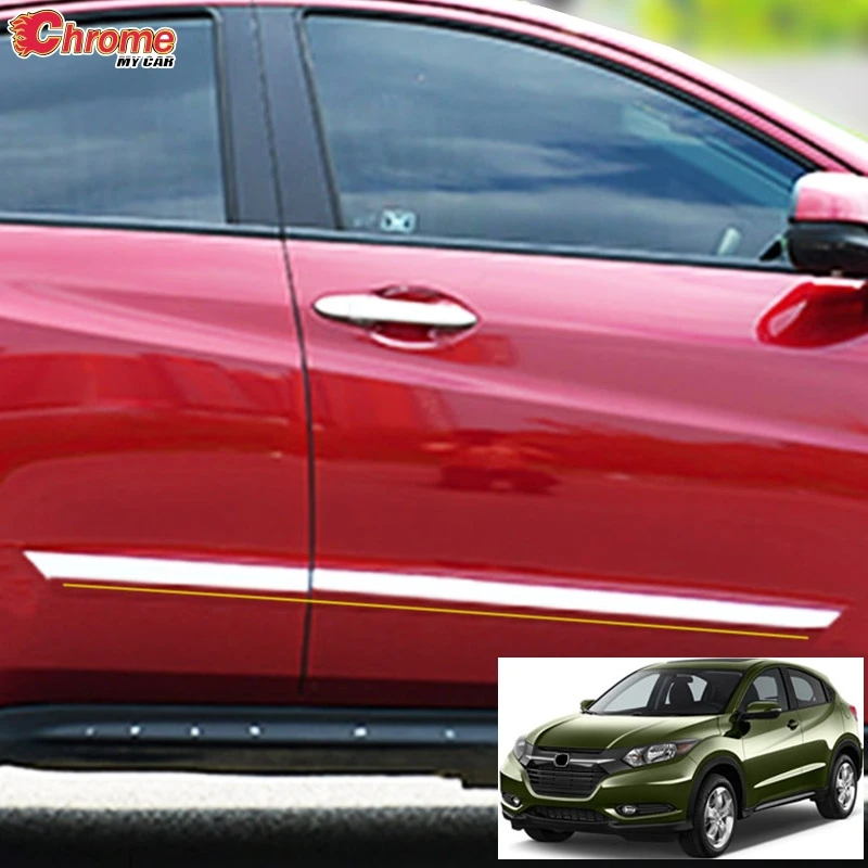 For Honda HR-V / Vezel 2016 2017 2018 Chrome Side Door Body Molding Cover Trim Protector Edge Strip Garnish Bezel Decor Styling