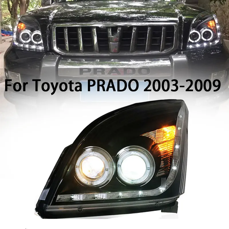 

Car Headlamp Headlight DRL Daytime Running Light for Toyota Land Cruiser LC120 Prado FJ120 03-09 modified LED angel eye xenon l