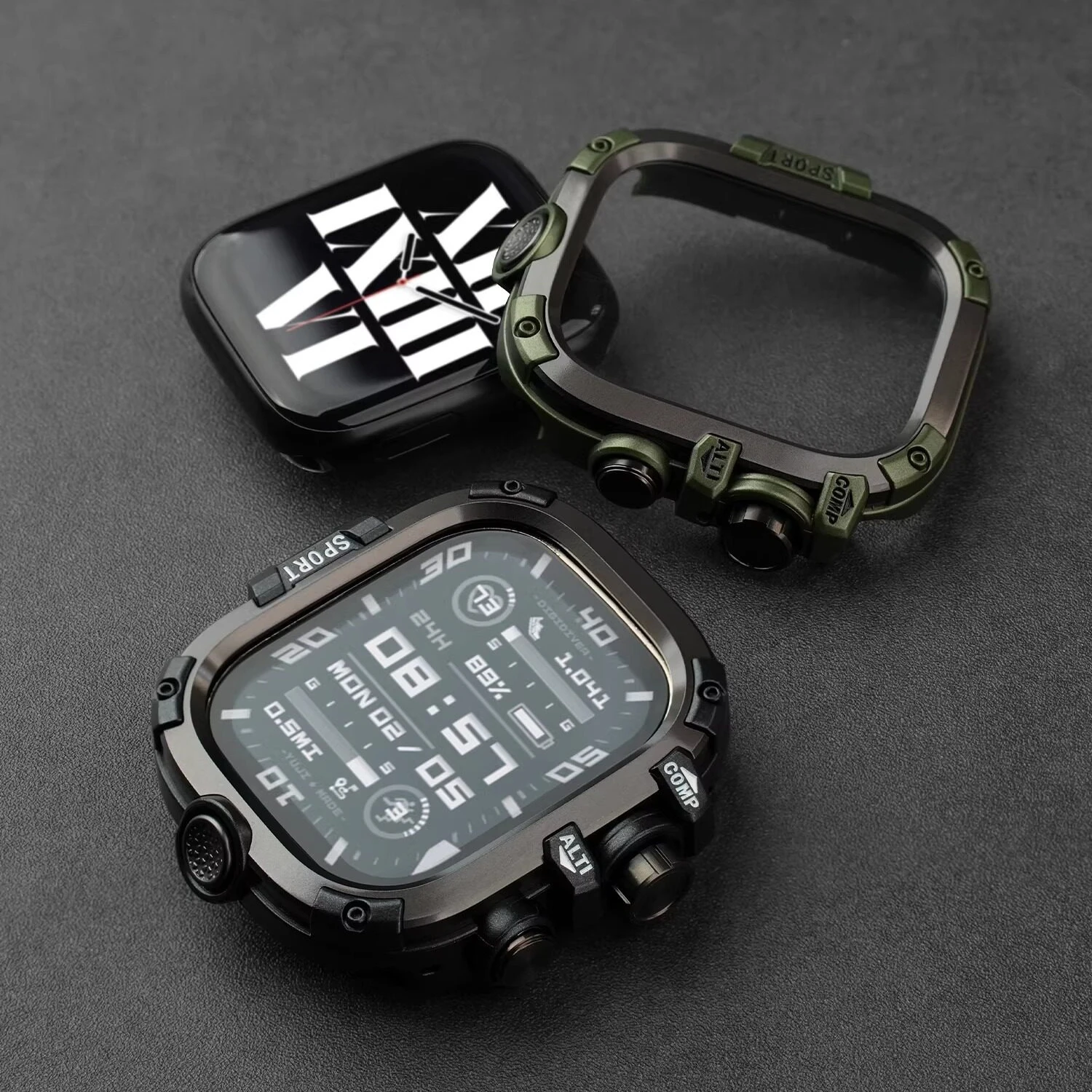 Metal Bumper Case Waterproof Protector Cover with Film for Apple Watch Ultra 49mm 46 45mm 44mm Series 11 10 9 8 7 6 SE