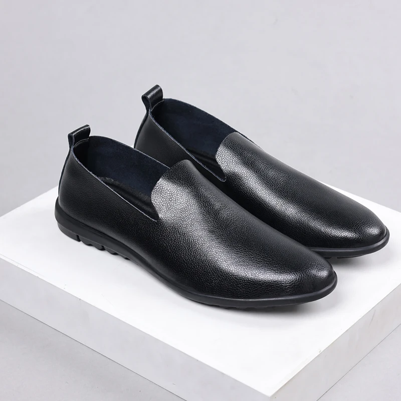 Summer Men's Loafers Shoes Leather Shoes Casual Black Formal Mens Loafers Moccasins Italian Comfortable Big Size 46 Slip on Male