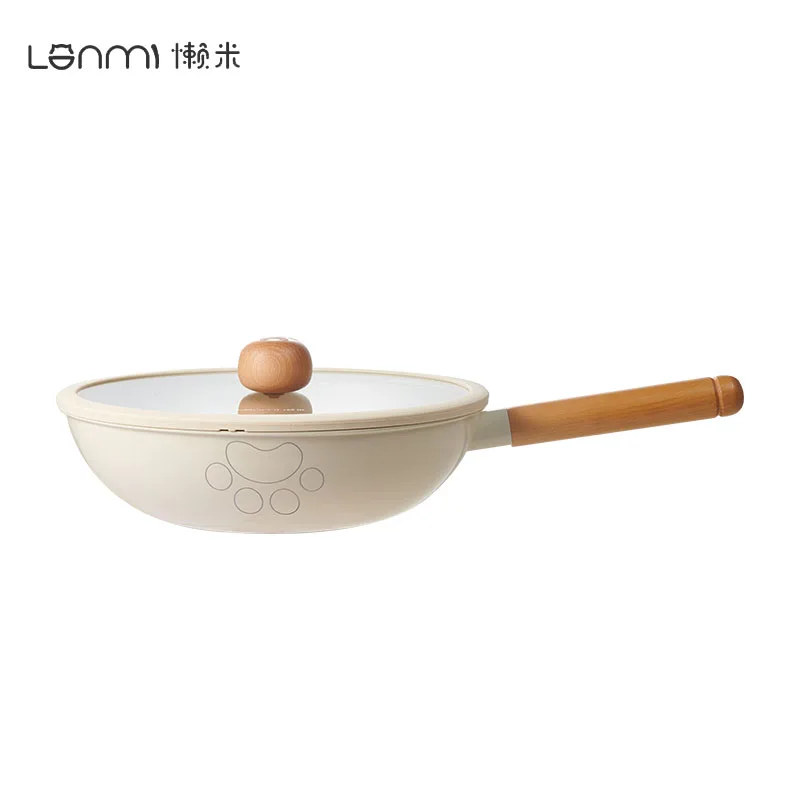 

Lanmi Ceramic Nonstick Frying Pan Skillet with Lid Kitchen Stir Fry Wok Induction Pan Deep Pan Non Toxic Healthy Cooking Pan