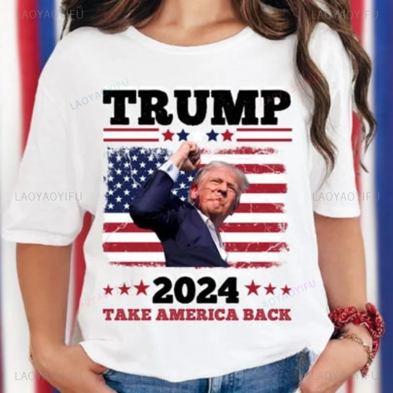 Trump Fist Pump Shot At T Shirt Assassination Attempt Trump 2024-Trump for President T-Shirt Personality Unisex Cotton Clothing