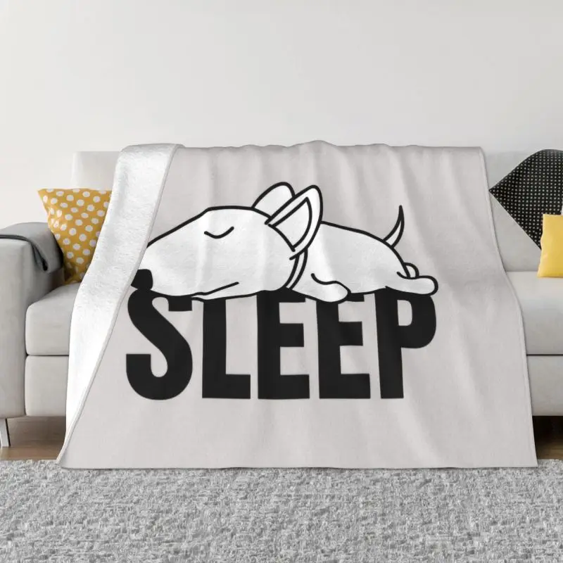 

Sleeping Bull Terrier Dog Blanket Warm Fleece Soft Flannel Animal Puppy Throw Blankets for Bed Sofa Home Autumn