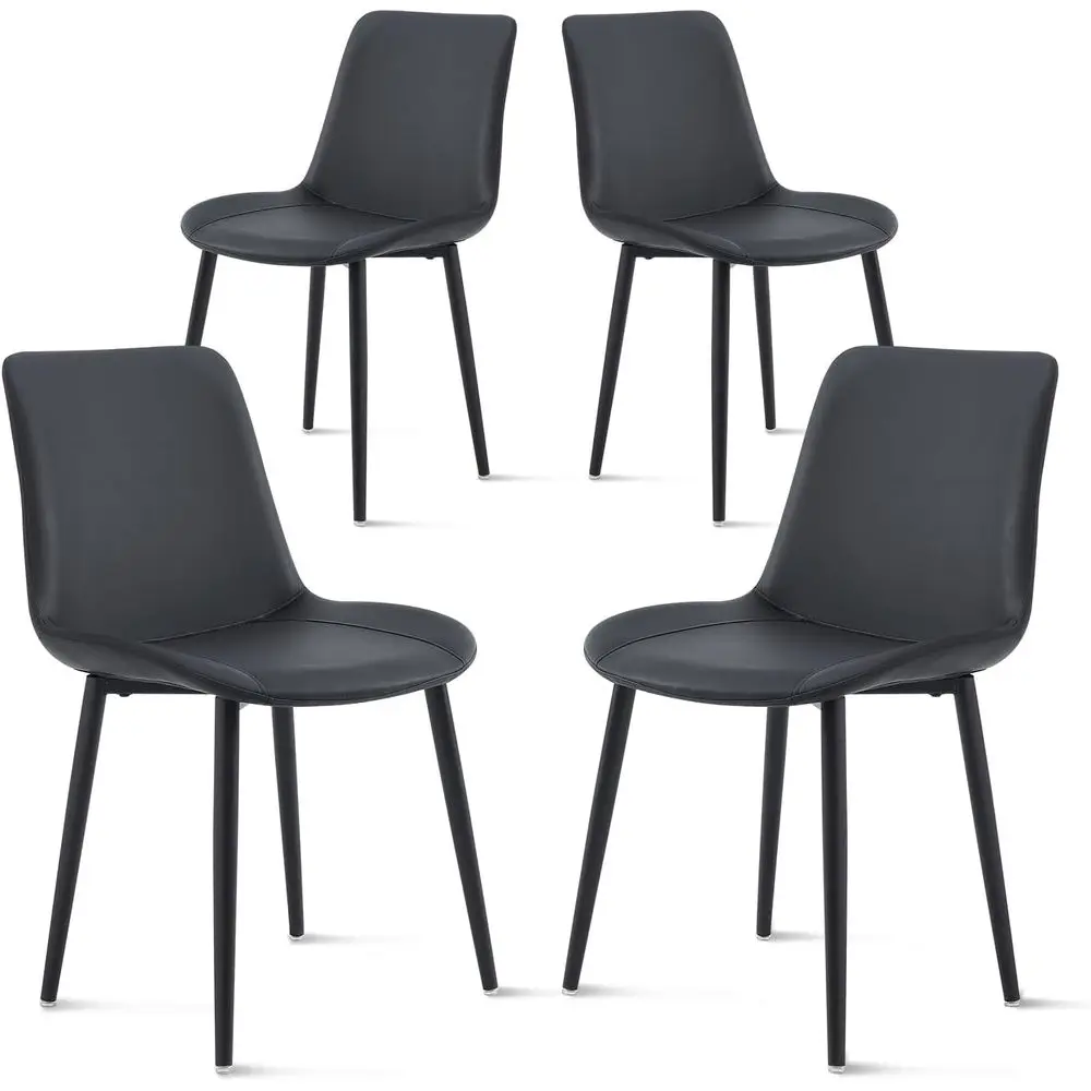 

Modern Leather Dining Chairs Set of 4, Comfortable Kitchen & Dining Chairs, Suitable for Home, Restaurant, Living Room, Black Le