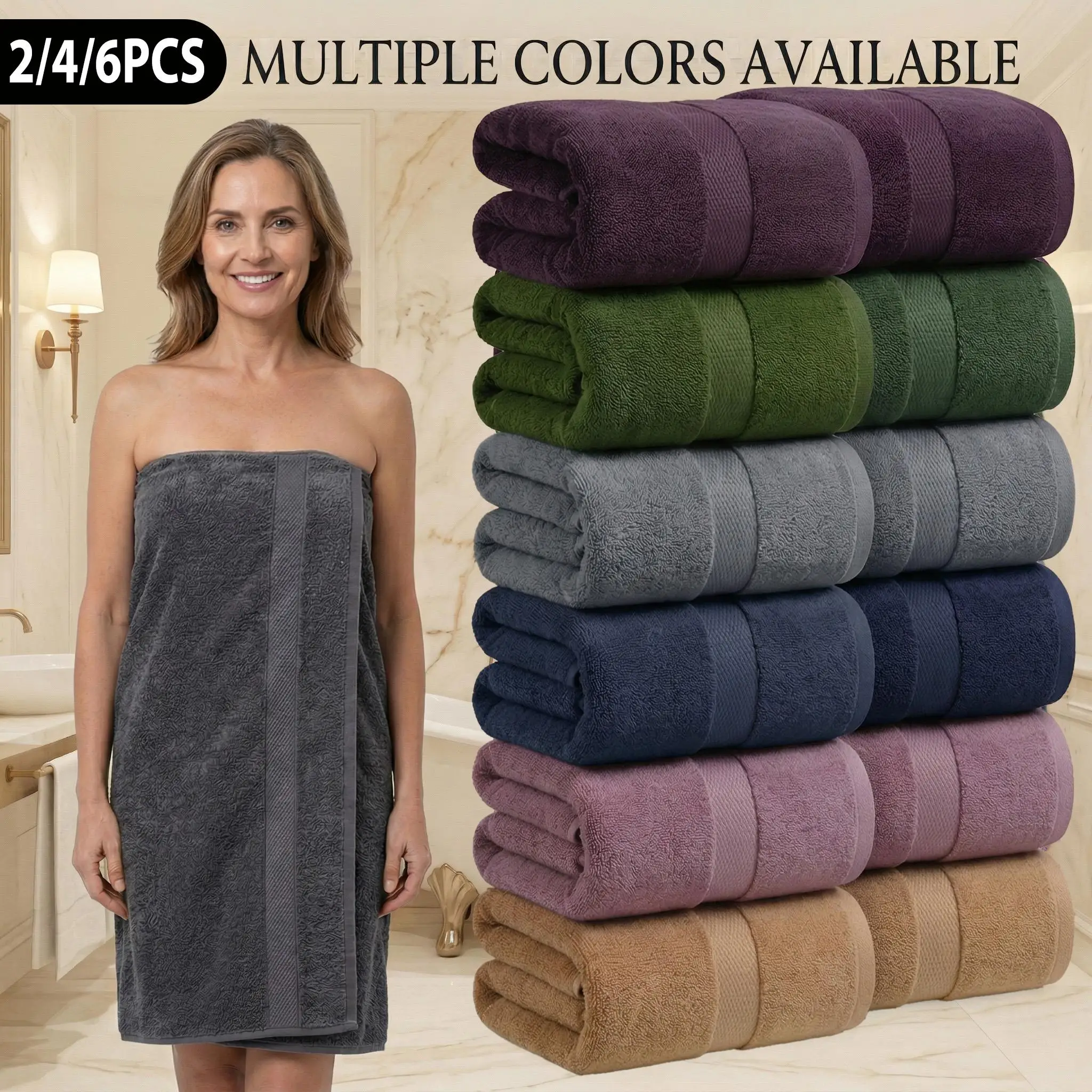 Set of 2 100% Cotton Bath Towels, 70x140 cm, …