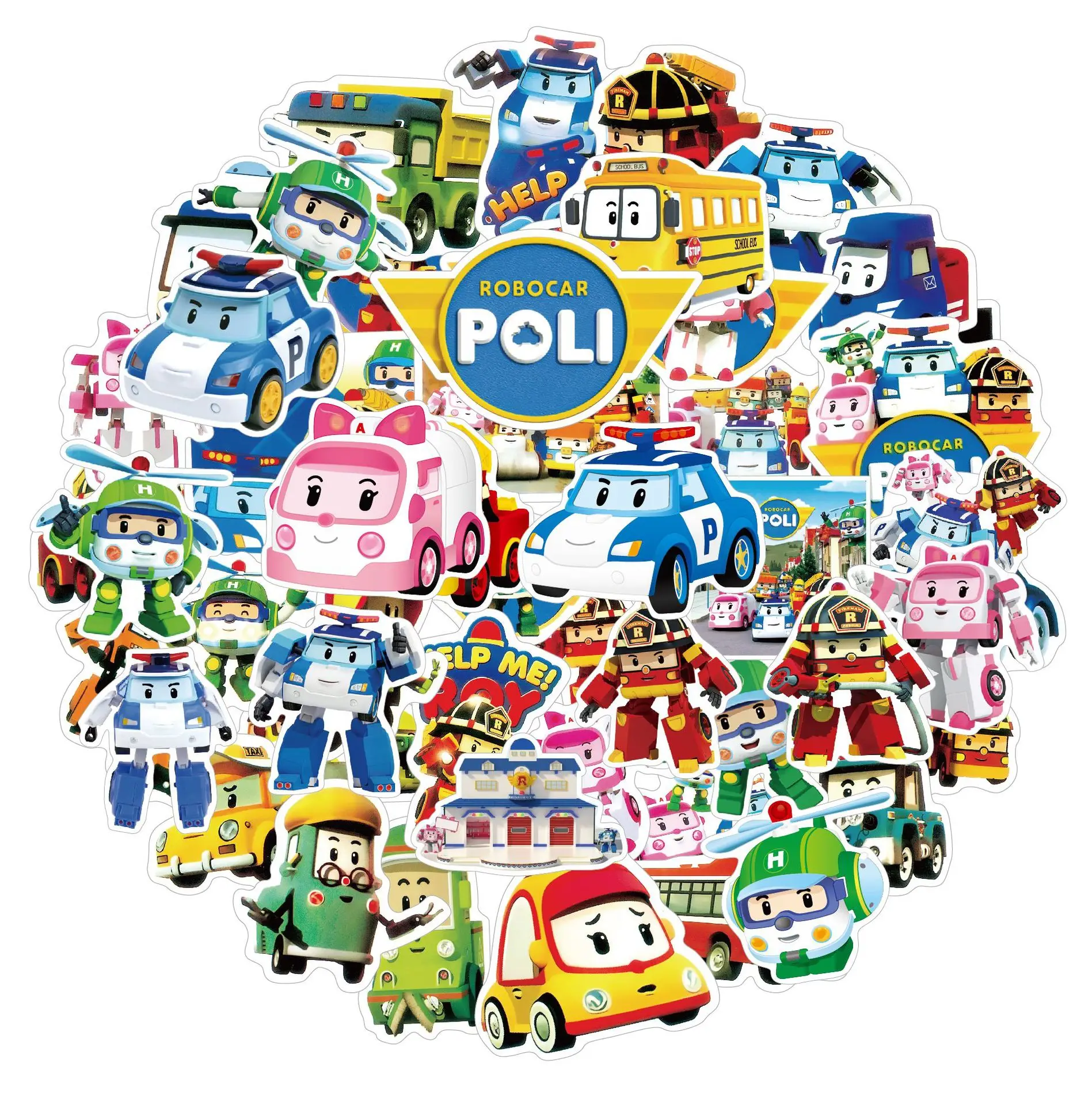 50 Pegatinas Creativas de Dibujos Animados de Robocar POLI para Manualidades