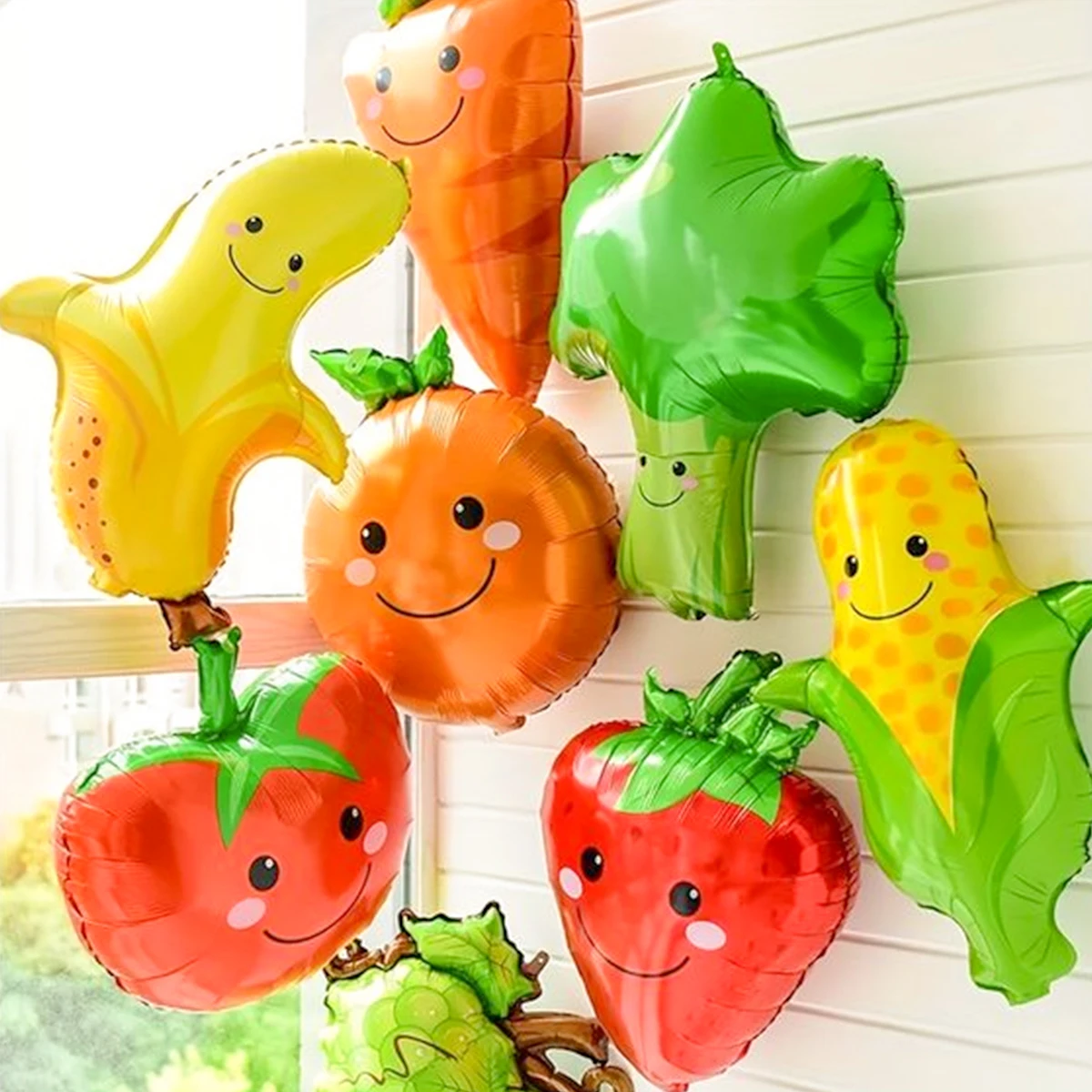 1/7pcs Strawberry Broccoli Corn Banana Tomato Orange Carrot Balloons Suitable for Birthday, Baptism, Summer Party, Fruit Theme