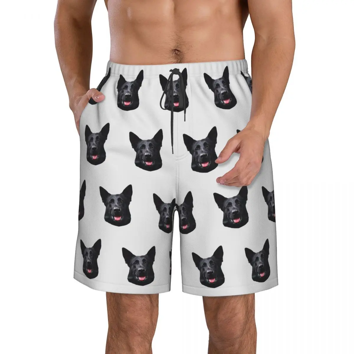 Black German Shepherd Dog Stunning Trunks Beach Board Shorts Casual Quick Dry Swimming Summer Men Pants
