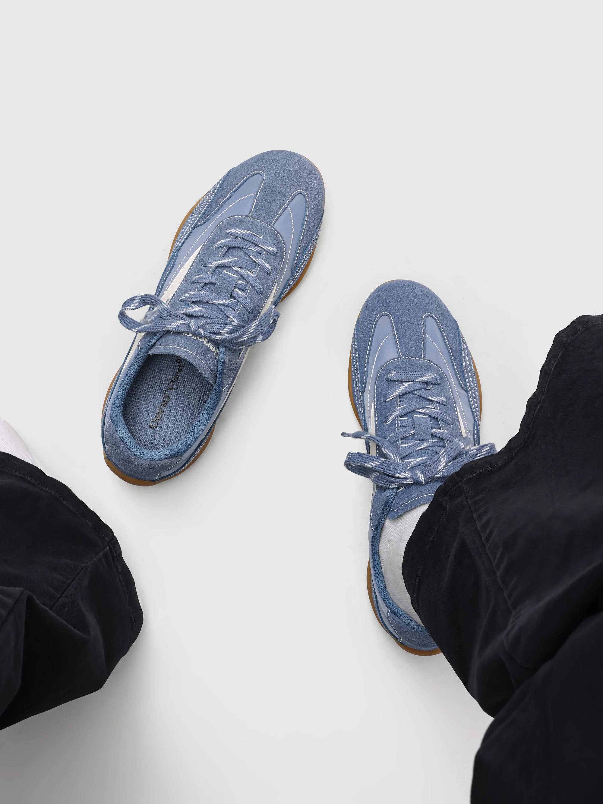 UENO PLANET Blue High-End Deqin Shoes Unisex Casual Racing Shoes Comfortable Breathable Cotton Lined mid Heel Rubber Outsole