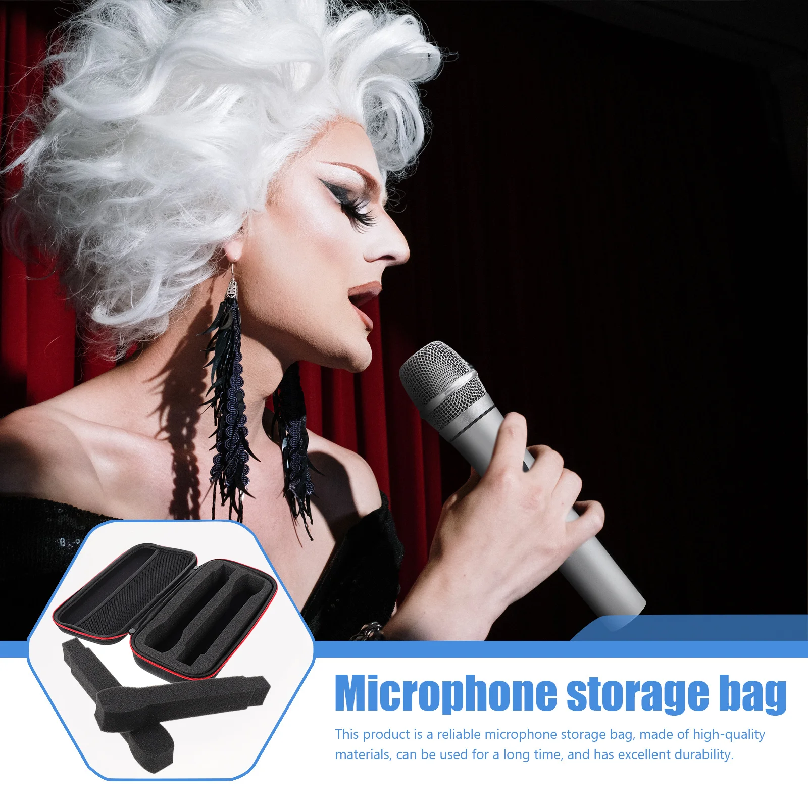 

Sturdy Microphone Storage Bag Protective Carrying Box For Home Trip Black Lightweight Portable Pouch For Mic Usb Cable Organizer