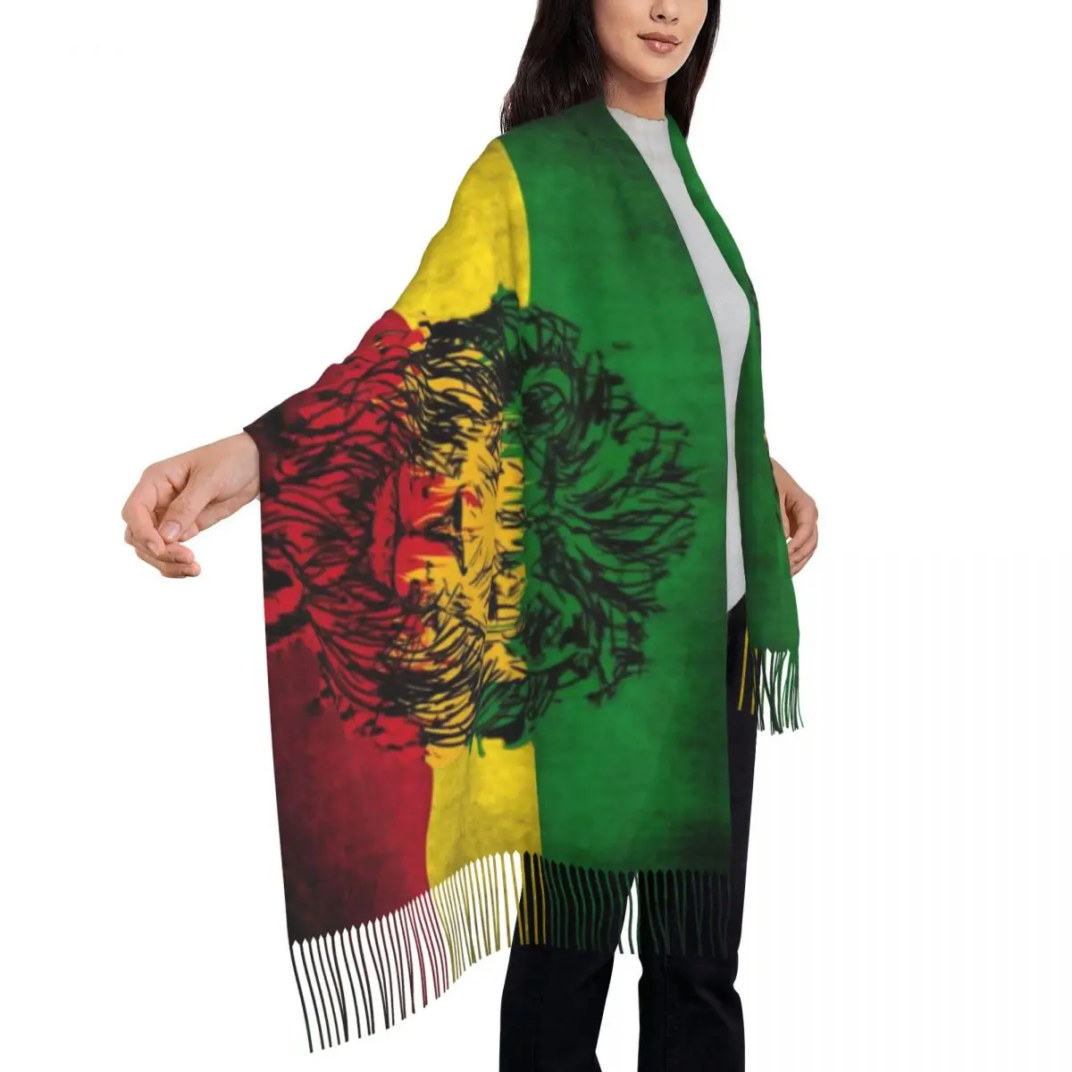 Customized Printed Lion Of Judah Rasta Jamaican Reggae Scarf Women Men Winter Warm Scarves Rastafarian Art Shawl Wrap