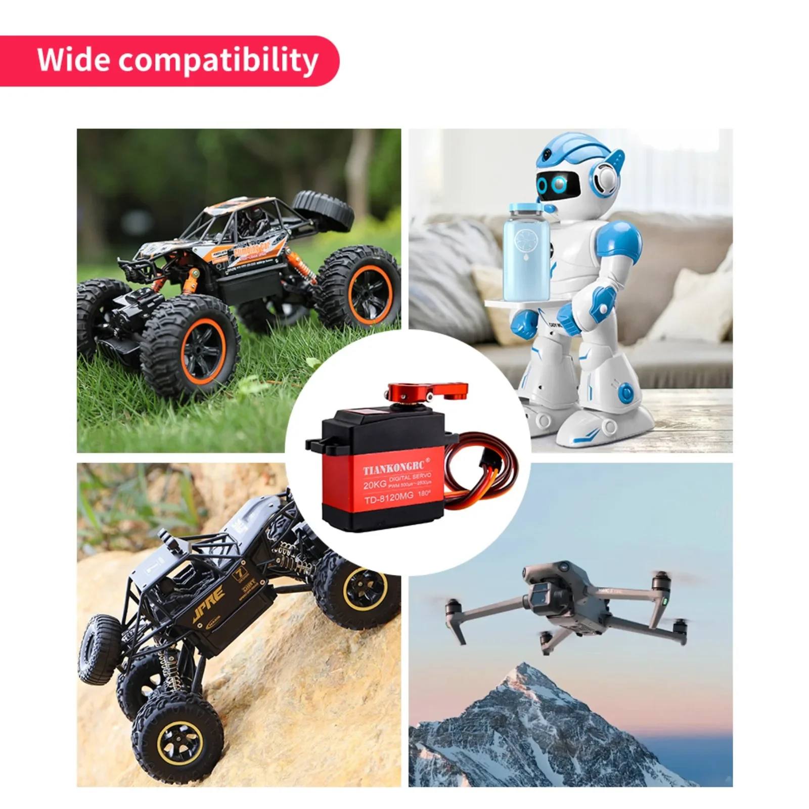 TD-8120MG 20 كجم معدات معدنية مؤازرة رقمية مقاومة للماء لروبوت/سيارة RC (4 قطع)
