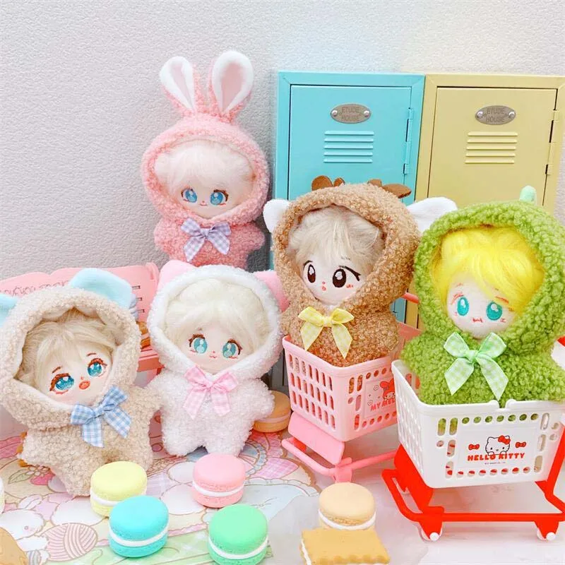 

10cm Cotton Doll Clothes Suit Plush Animal Hooded for 3.94inch Cute Doll Dress-Up Accessorie Mini Dolls Clothe Set For Girl Gift